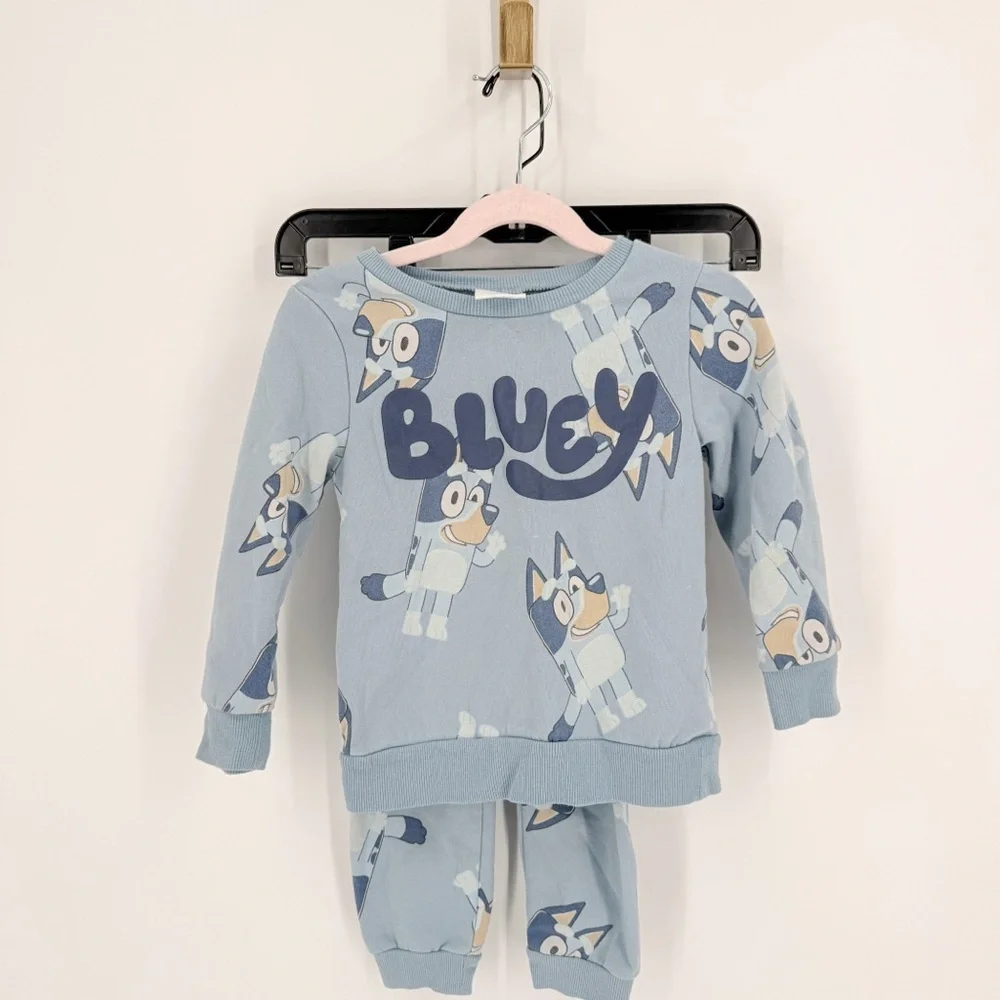 Bluey Kids Set - Light Blue Cartoon Print